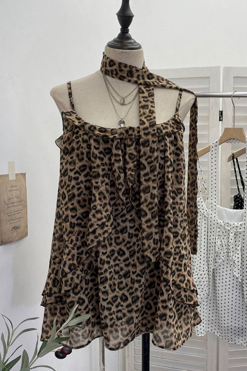 Leopard Ruffle Tank Top
