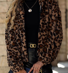 Leopard Print Faux Fur Coat
