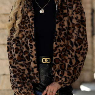 Leopard Print Faux Fur Coat