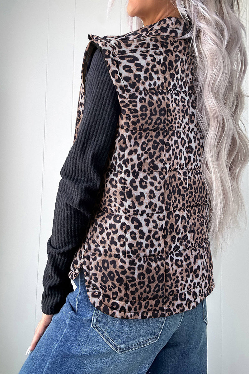 Leopard Print Sleeveless Vest