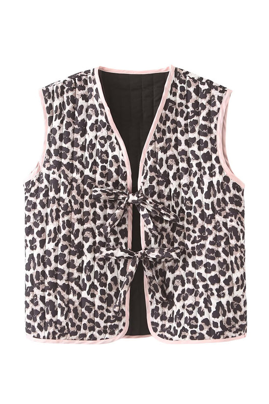 Leopard Print Tie Front Vest