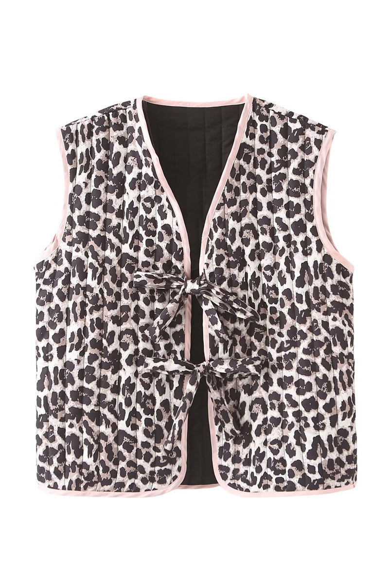 Leopard Print Tie Front Vest