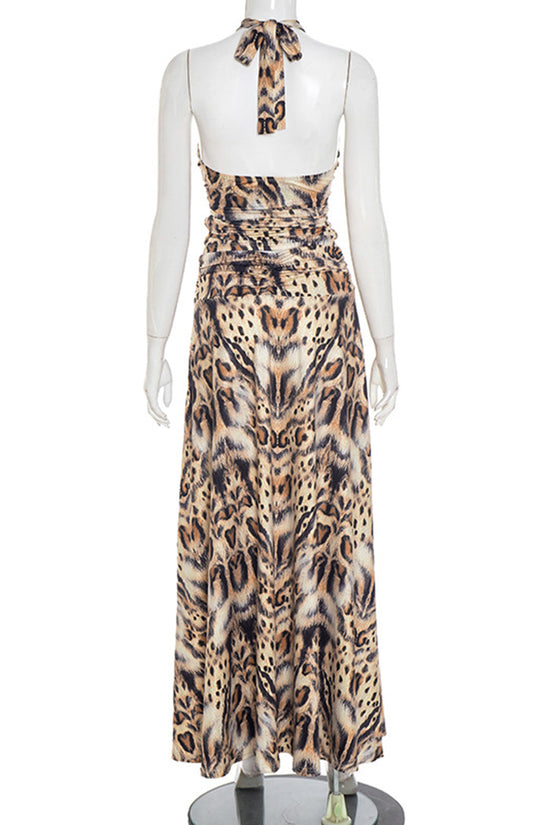 Exotic Print Halter Skirt Set