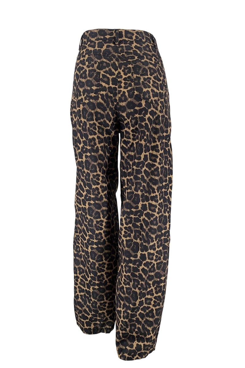 Leopard Print High Waist Casual Pants