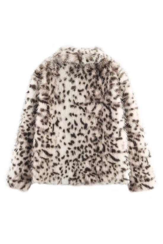 Elegant Animal Print Faux Fur Coat