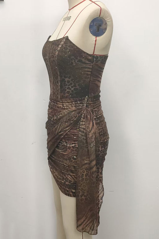 Strapless Animal Print Bodycon Dress