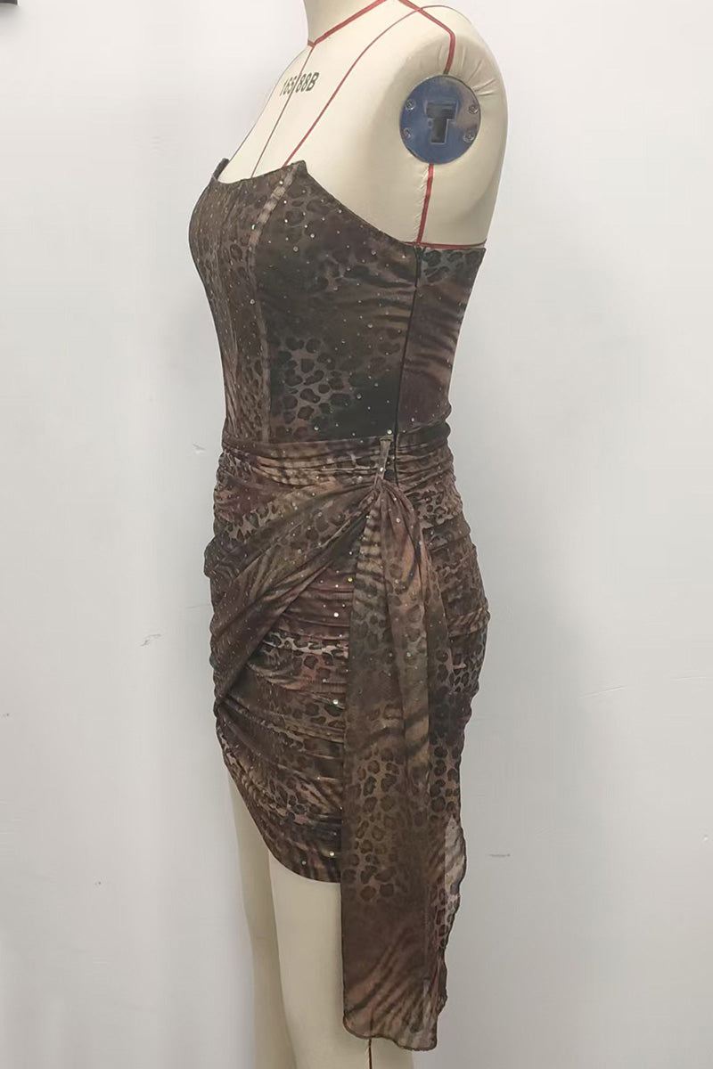 Strapless Animal Print Bodycon Dress