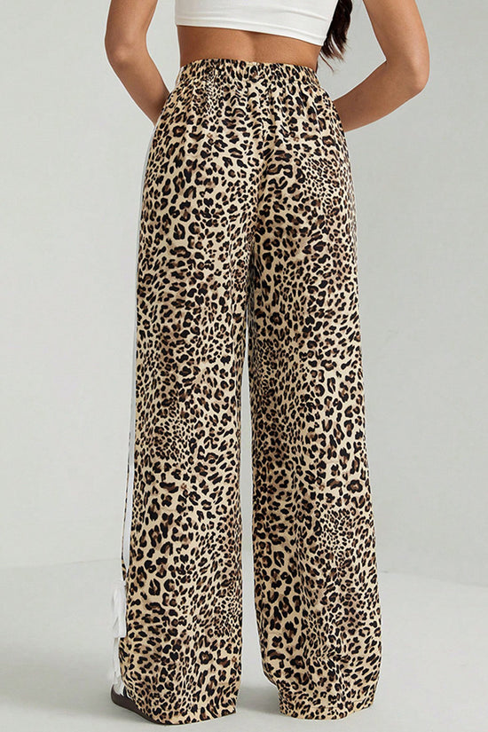 Leopard Print Stripe Casual Pants