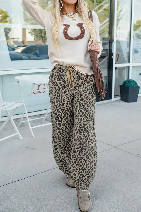 Stylish Leopard Straight Jeans