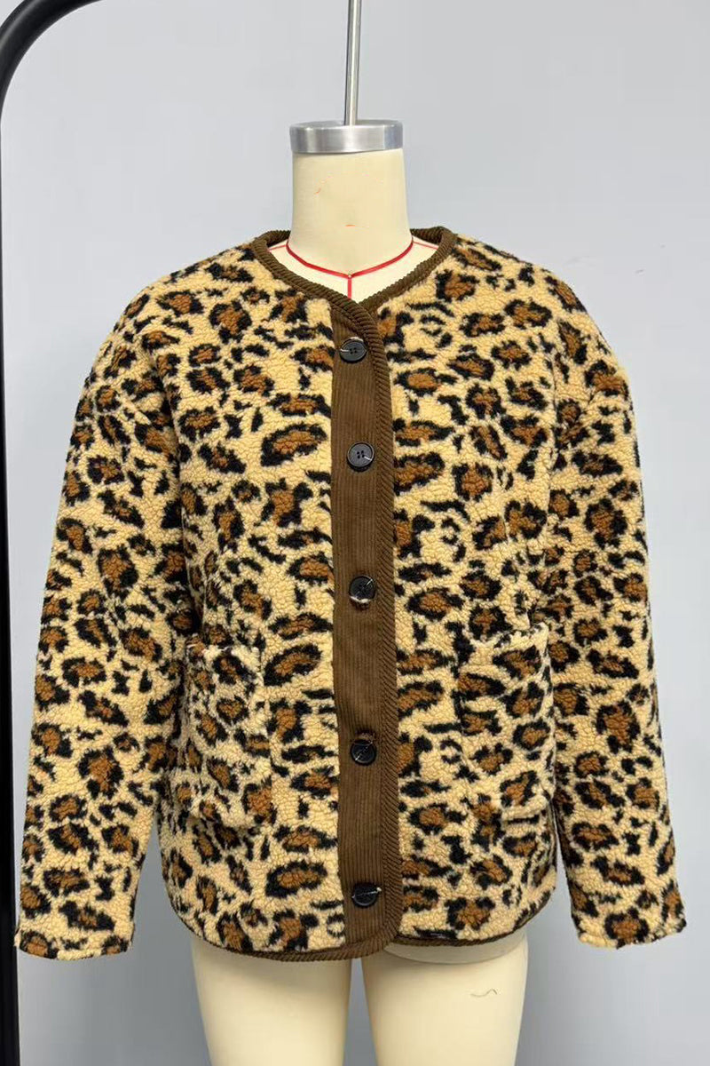 Leopard Print Button-Up Jacket