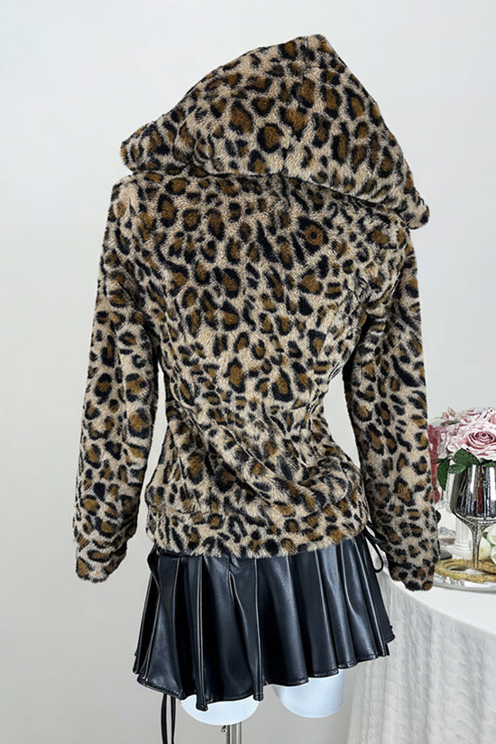 Leopard Print Zip-Up Hoodie