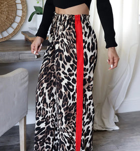 Leopard Print Casual Wide-Leg Pants