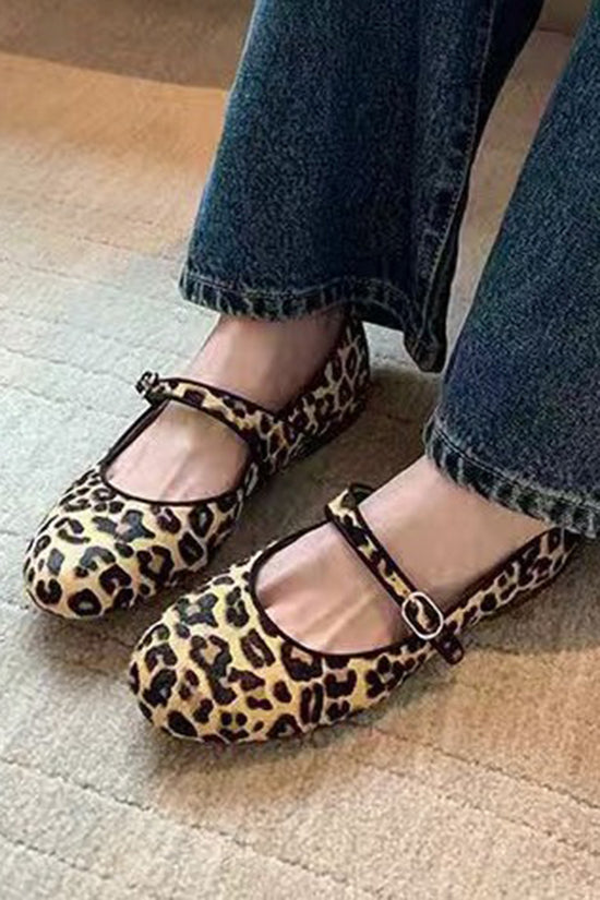 Leopard Print Mary Jane Flats