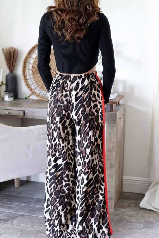 Leopard Print Casual Wide-Leg Pants