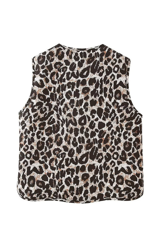 Leopard Print Sleeveless Vest