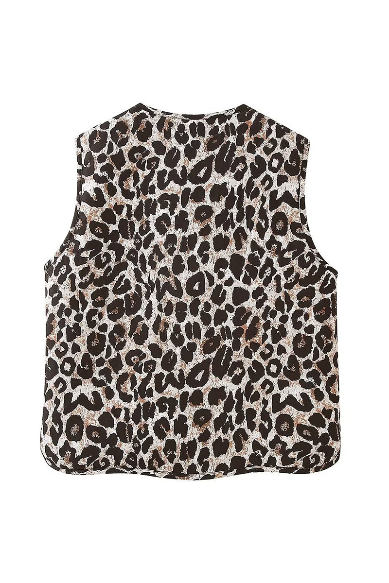 Leopard Print Sleeveless Vest