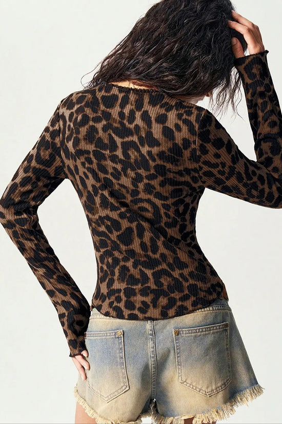 Leopard Print Button-Up Blouse