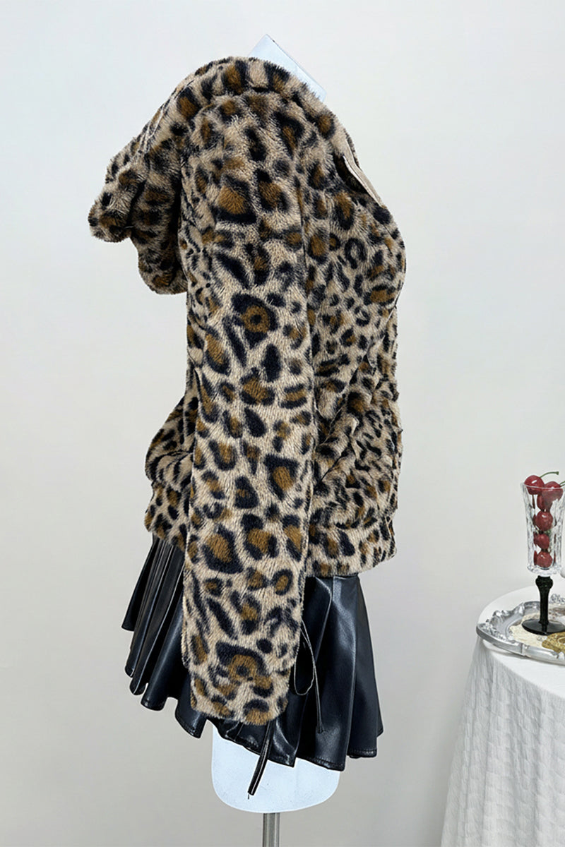 Leopard Print Zip-Up Hoodie