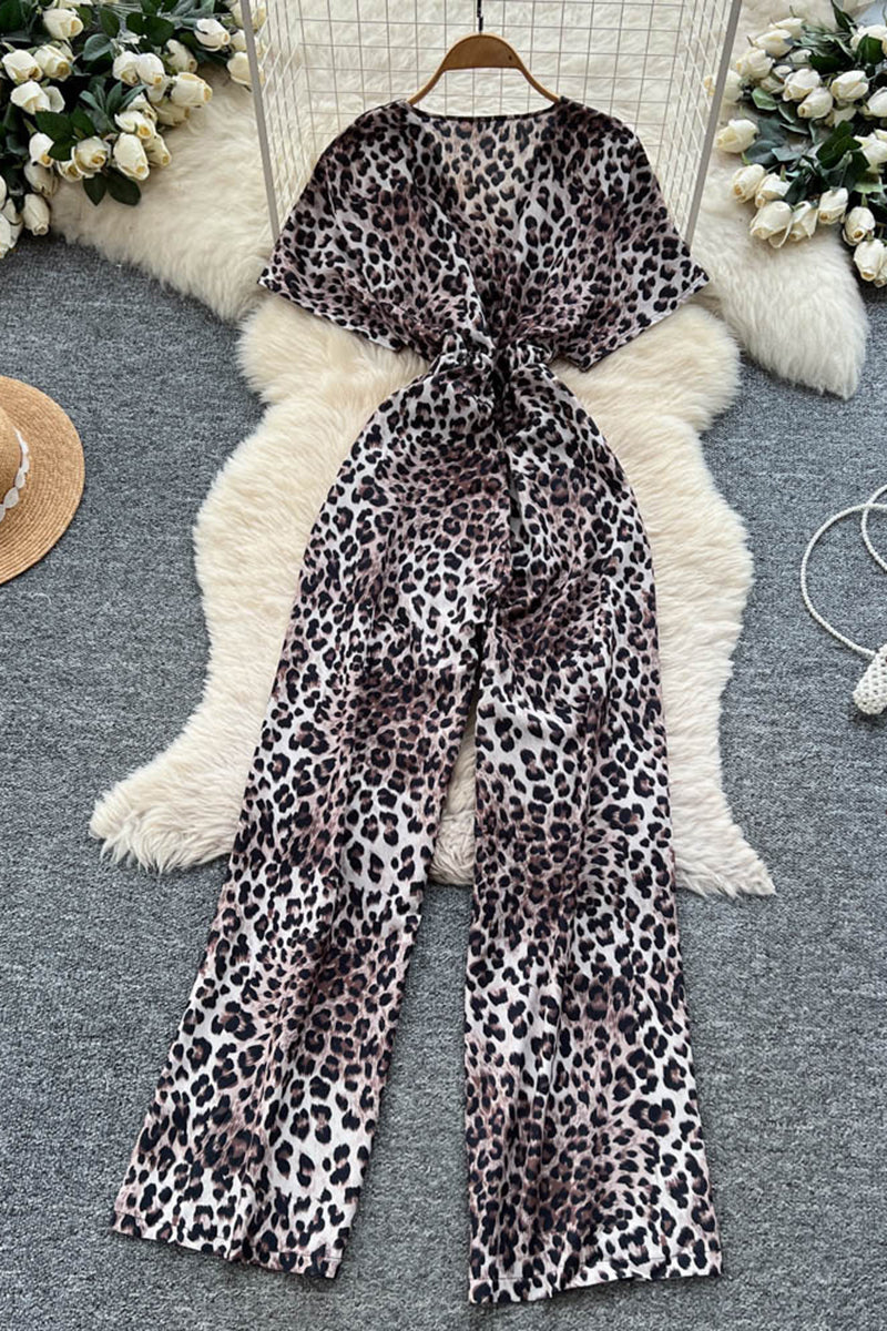 Zebra Print V-Neck Jumpsuit