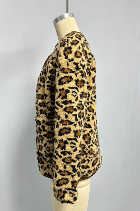 Leopard Print Button-Up Jacket