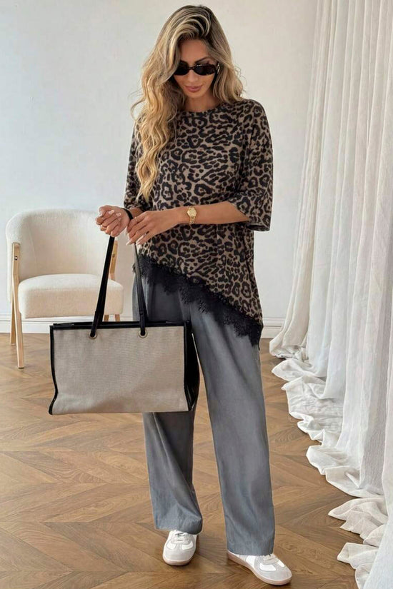 Elegant Lace Trim Loose Fit Top