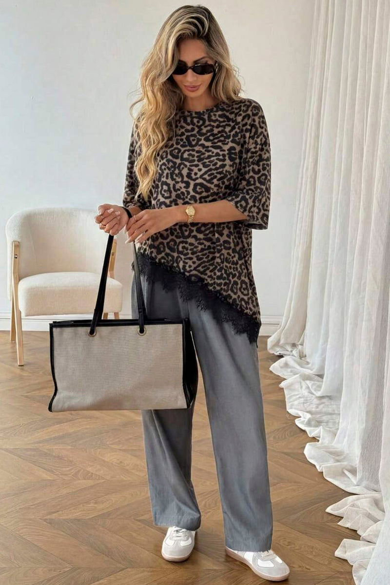 Elegant Lace Trim Loose Fit Top