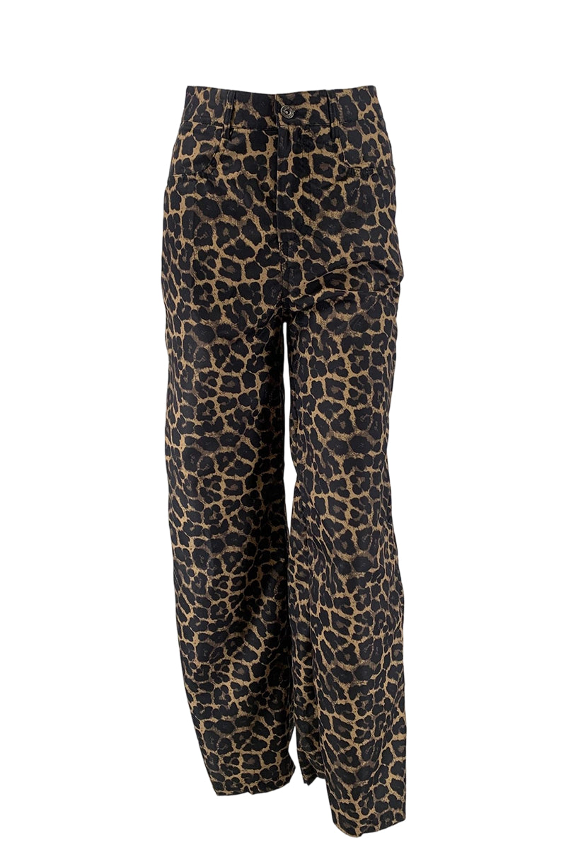Leopard Print High Waist Casual Pants