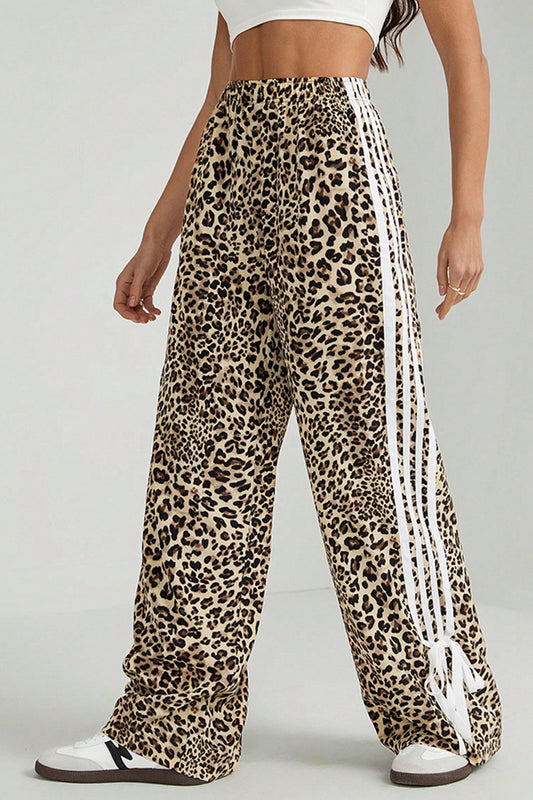 Leopard Print Stripe Casual Pants