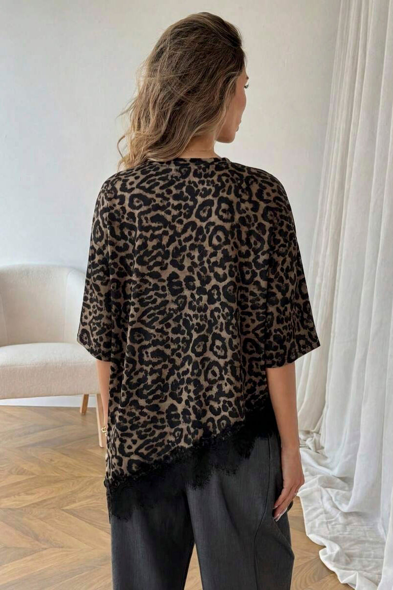 Elegant Lace Trim Loose Fit Top