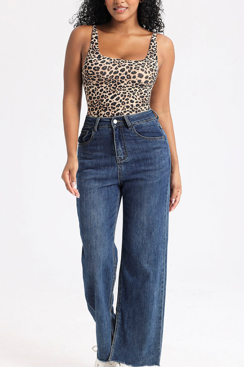 Leopard Print Sleeveless Bodysuit