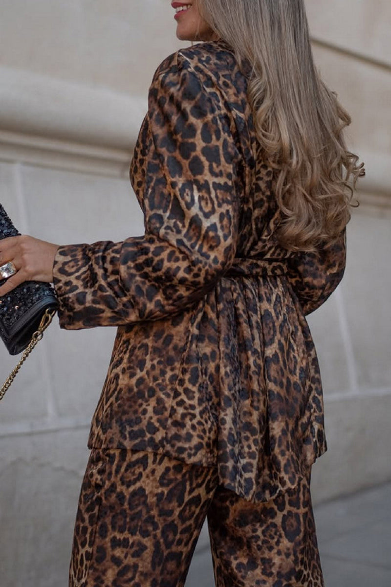 Leopard Print Blazer and Pants Set