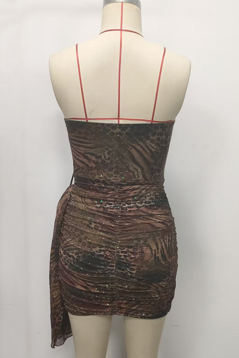 Strapless Animal Print Bodycon Dress