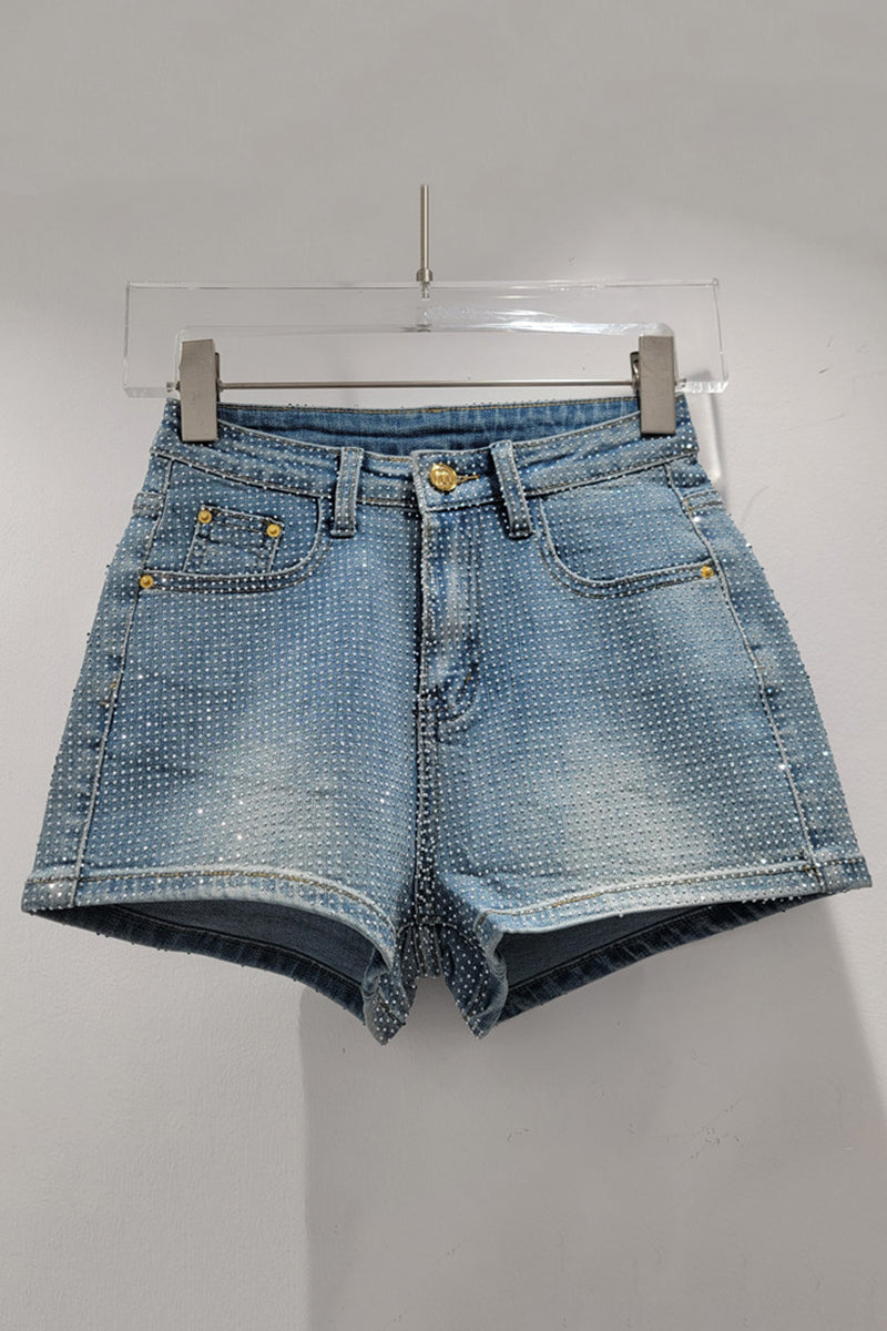 Studded Denim Shorts