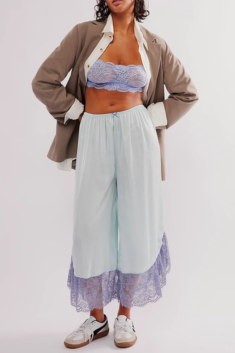 Elegant Lace Detail Casual Pants