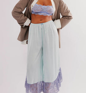 Elegant Lace Detail Casual Pants