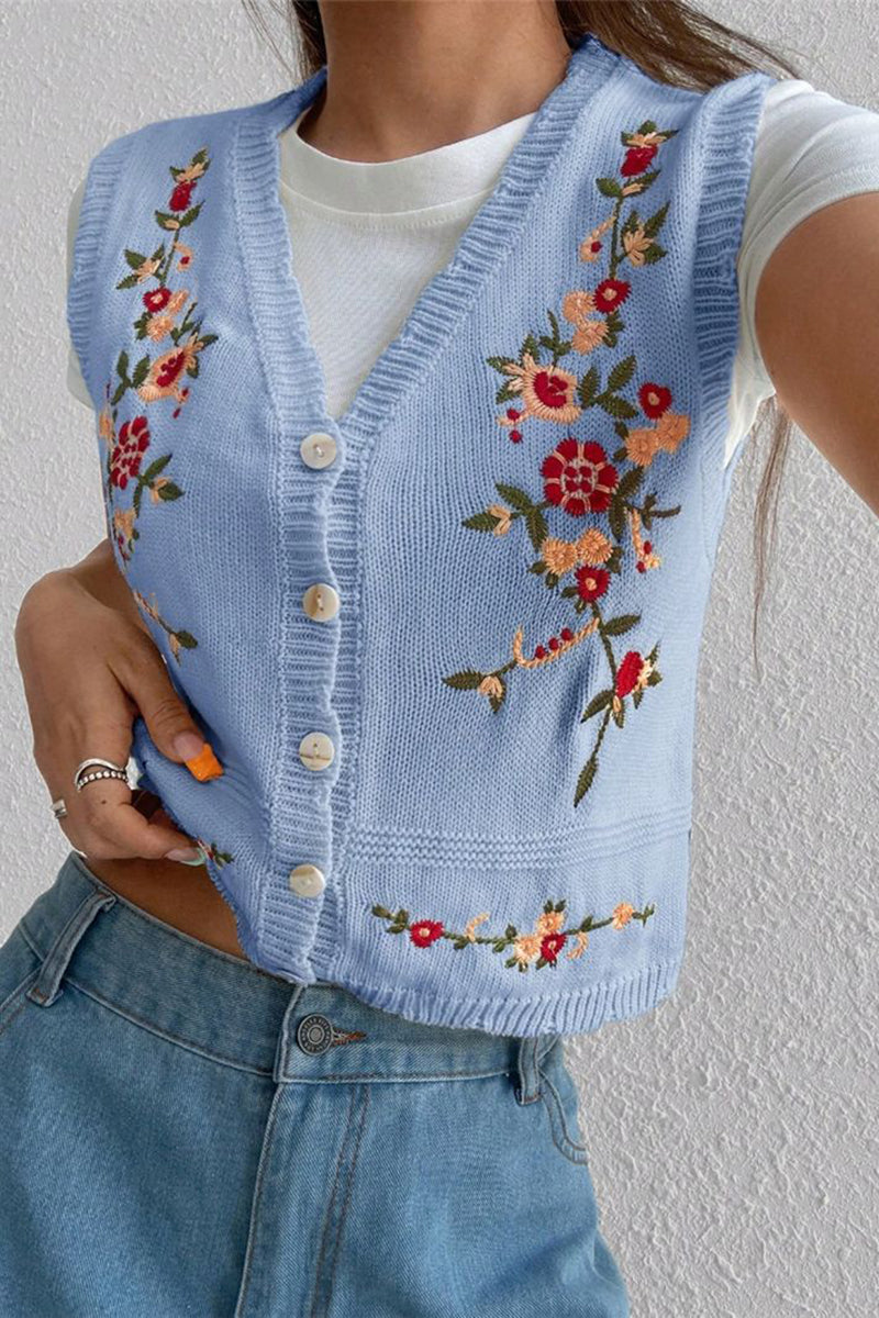 Floral Detail Sweater Vest