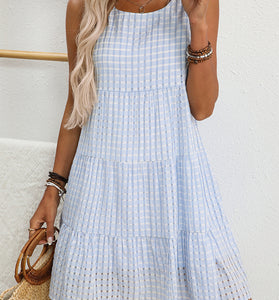 Sleeveless Checkered Casual Dress