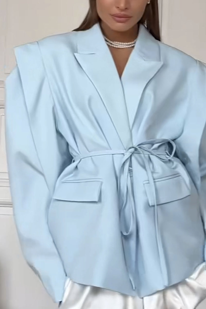 Elegant Belted Blazer Jacket