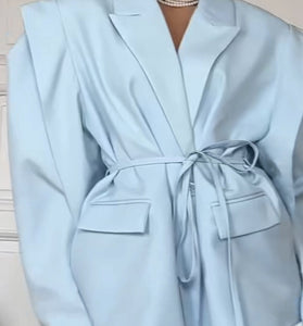 Elegant Belted Blazer Jacket