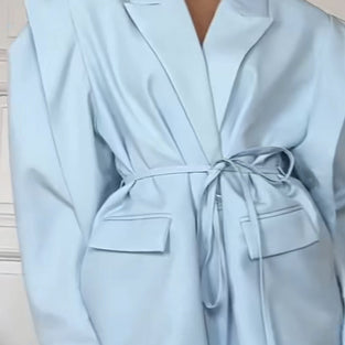 Elegant Belted Blazer Jacket