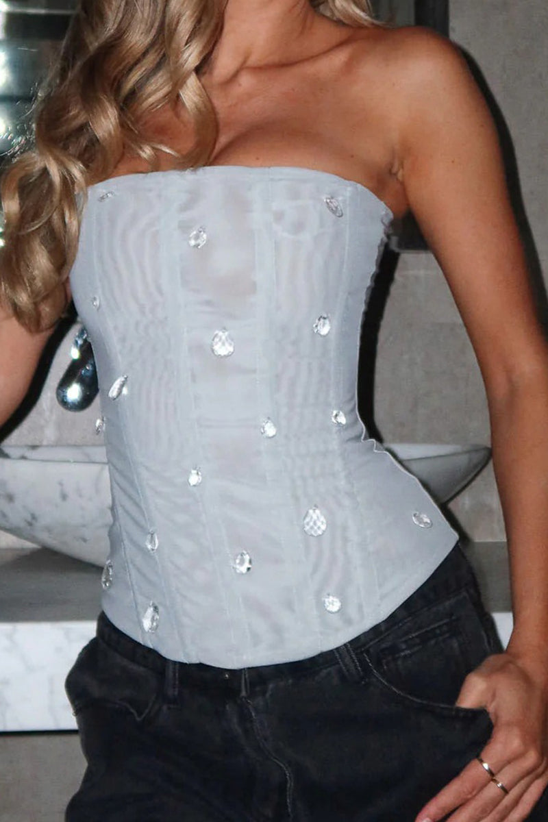 Strapless Embellished Corset Top