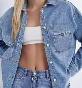 Classic Denim Jacket with Button Closure