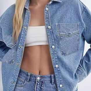 Classic Denim Jacket with Button Closure