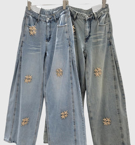 Embellished Wide Leg Jeans