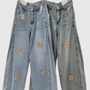 Embellished Wide Leg Jeans