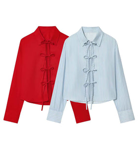 Bow-Tie Detail Long Sleeve Blouse