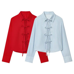 Bow-Tie Detail Long Sleeve Blouse