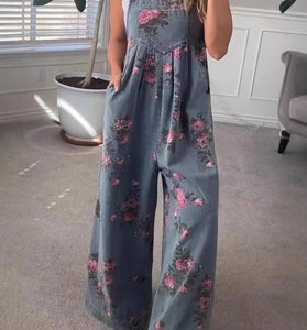 Floral Wide-Leg Jumpsuit with Pockets
