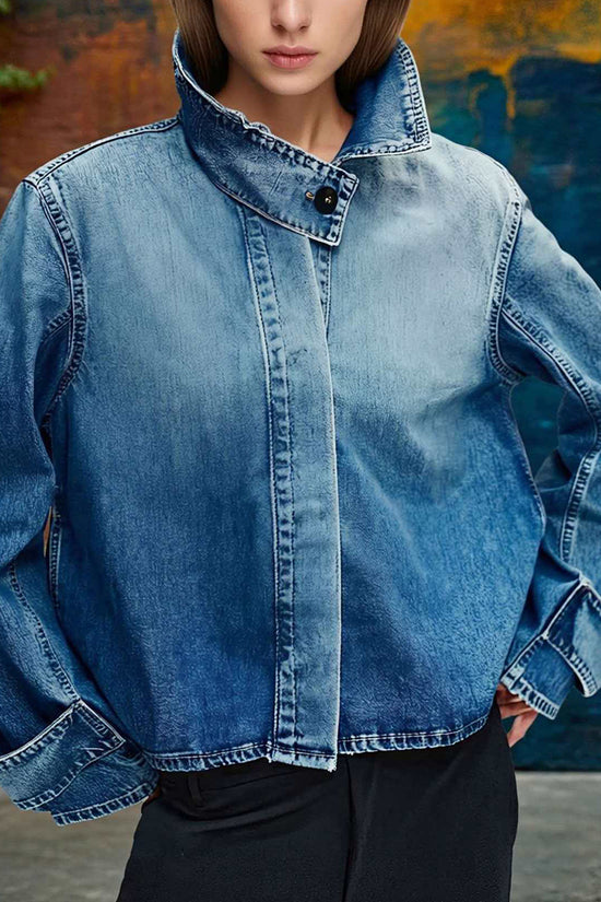 High Collar Denim Jacket