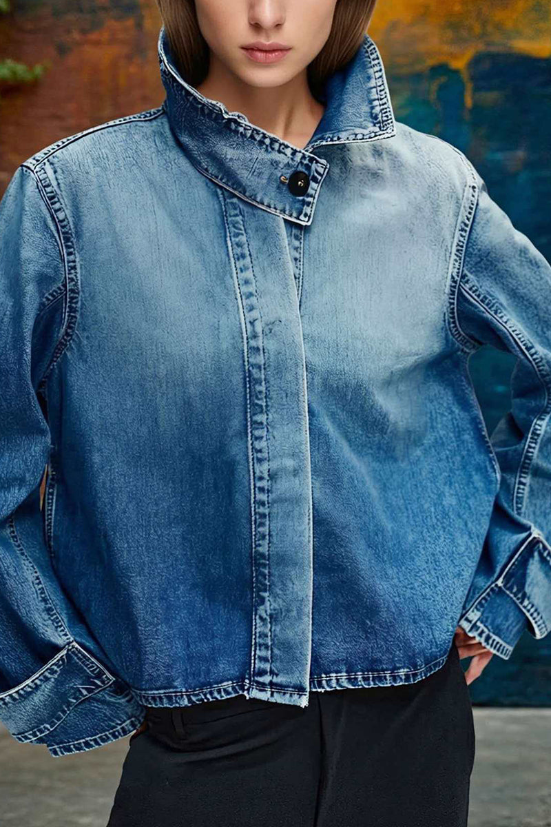 High Collar Denim Jacket